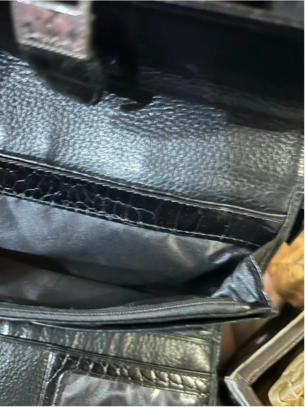 Brighton Black Leather Crocodile Embossed Wallet/Crossbody